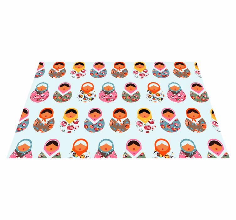 Ruské květiny a panenky vzor etnický koberec - TenStickers