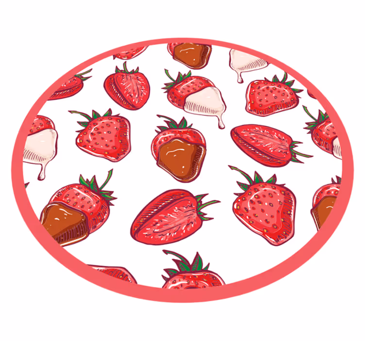 Jahody a čokoládové kuchyňské podlahové dlaždice - TenStickers