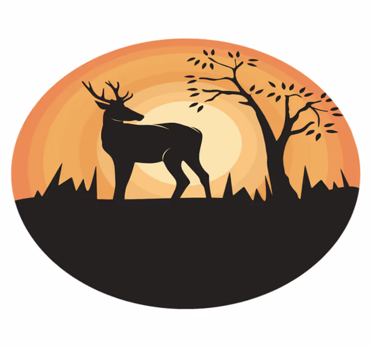 Retro klidná silueta jelena Vintage vinylový koberec - TenStickers