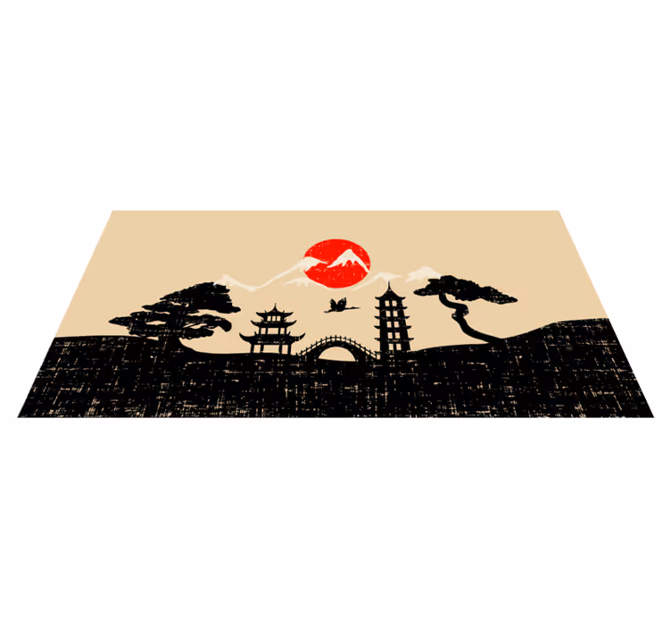 Japonská zahrada silueta moderní koberec - TenStickers