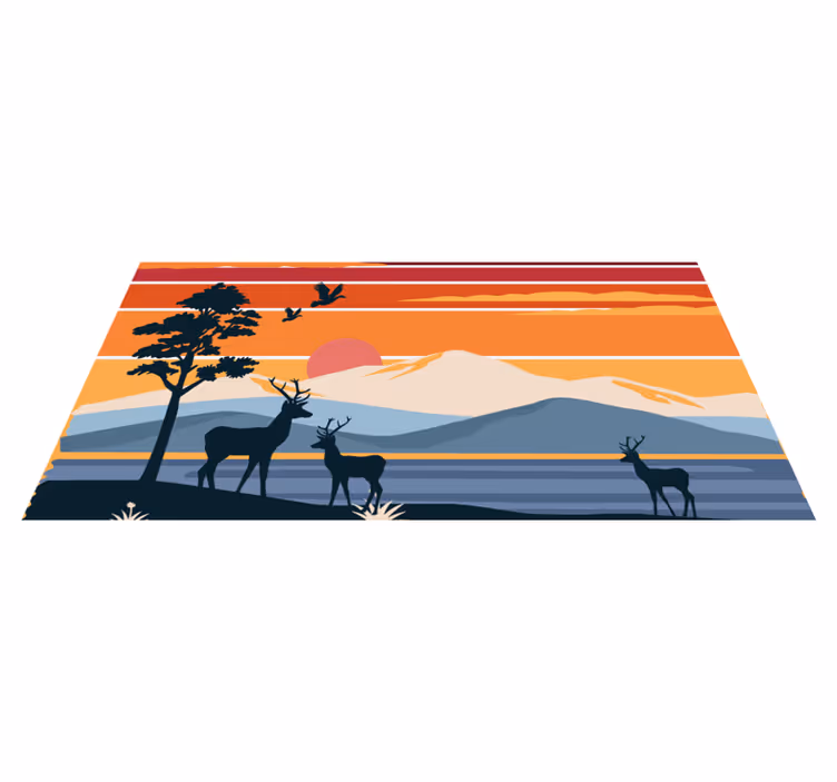 Scéna divočiny západu slunce Přírodní vinylový koberec - TenStickers