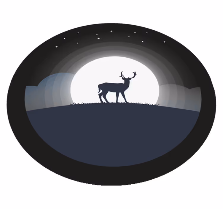 Jelen pod měsícem Kulatý vinylový koberec - TenStickers