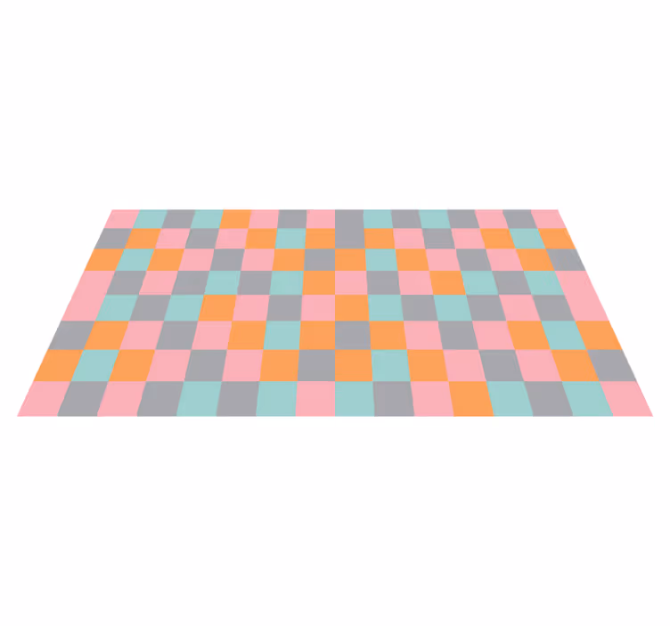 Barevná šachovnice Geometrický vinylový koberec - TenStickers
