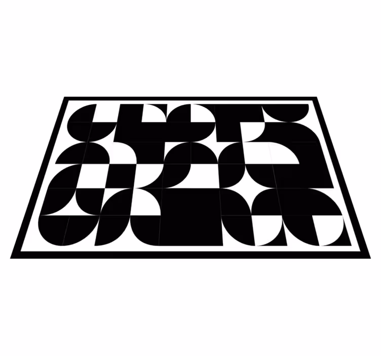 Zakřivené černé tvary Geometrický vinylový koberec - TenStickers