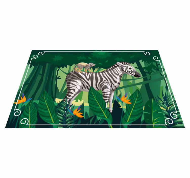 Zvířecí vinylový koberec zebra a opice - TenStickers