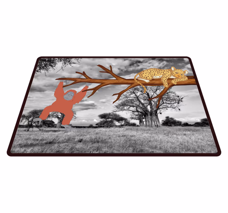 Opice honící leopardí koberec - TenStickers