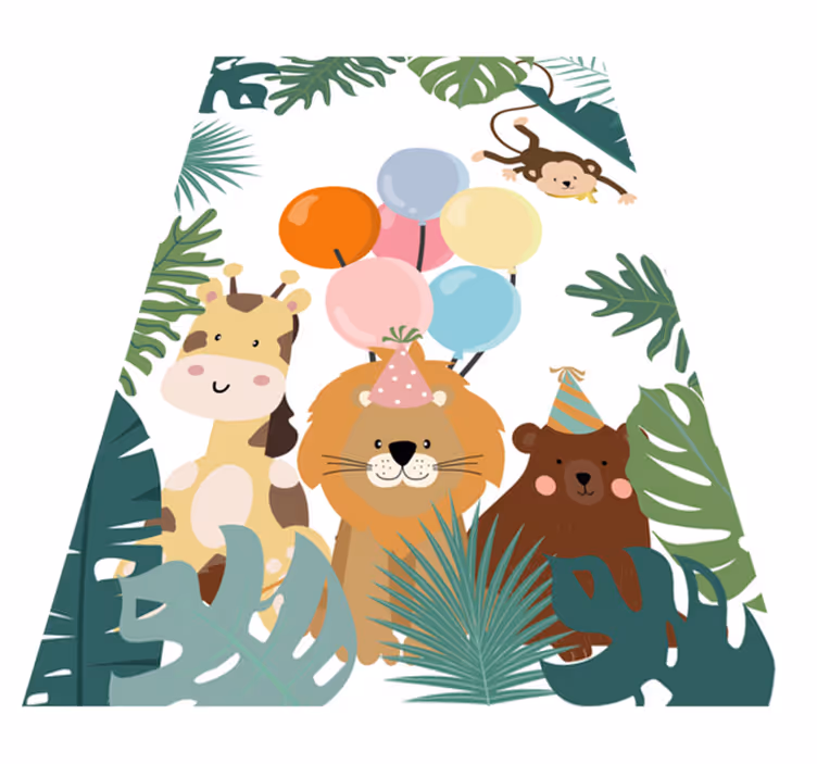 Safari zvířata s balónky zvířecí koberec - TenStickers