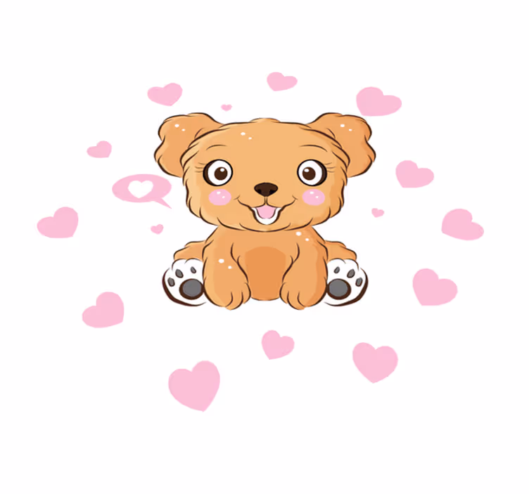 Roztomilé štěně ilustrace Kulatý vinylový koberec - TenStickers