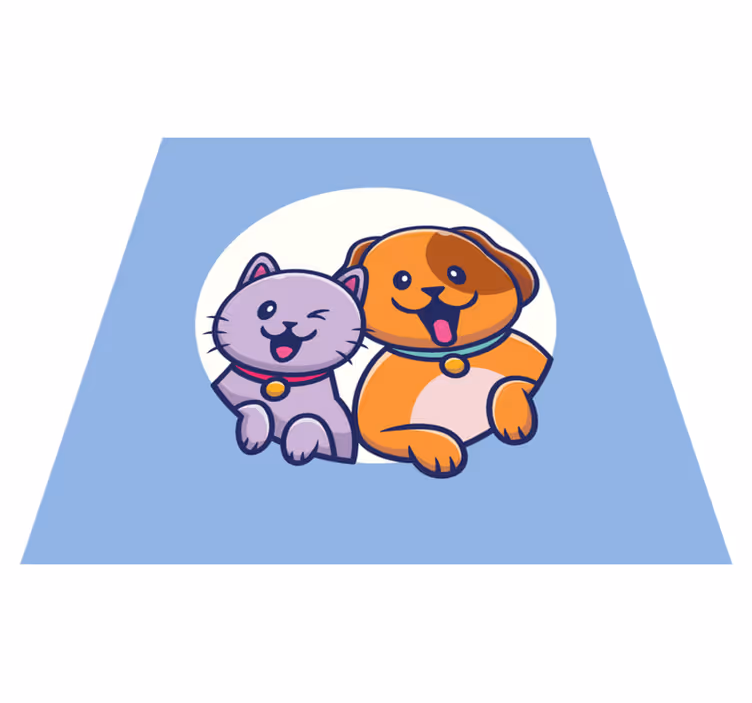 Roztomilé duo mazlíčků Zvířecí vinylový koberec - TenStickers