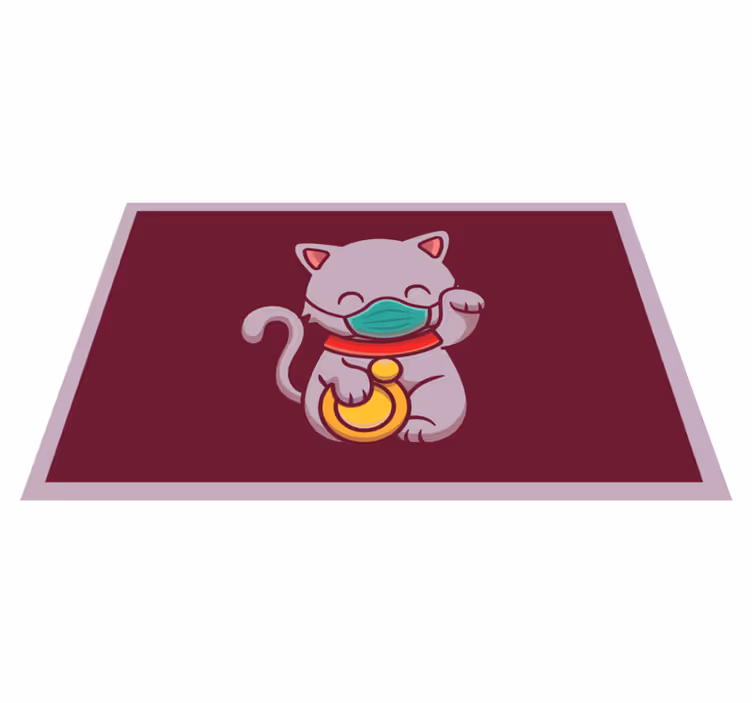 Kočka s maskou Zvířecí vinylový koberec - TenStickers