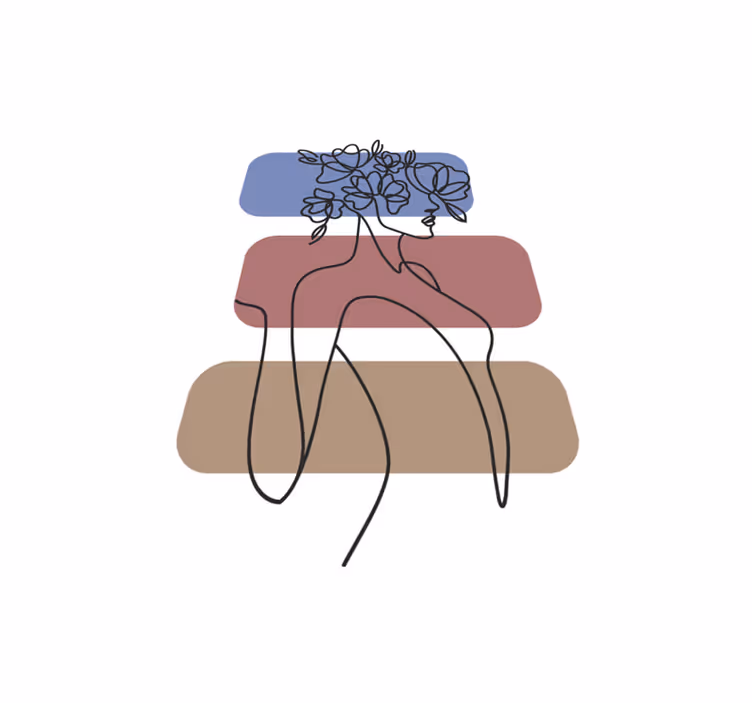 Půvabný botanický obrys Minimalistický vinylový koberec - TenStickers