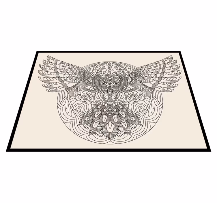 Elegantní vzor sovy Mandala vinylový koberec - TenStickers