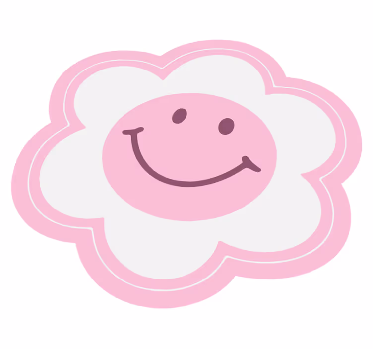 Květinový růžový a bílý smajlík do ložnice - TenStickers