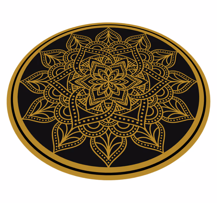 Vinylový koberec mandala v podobě zlatého slunce - TenStickers