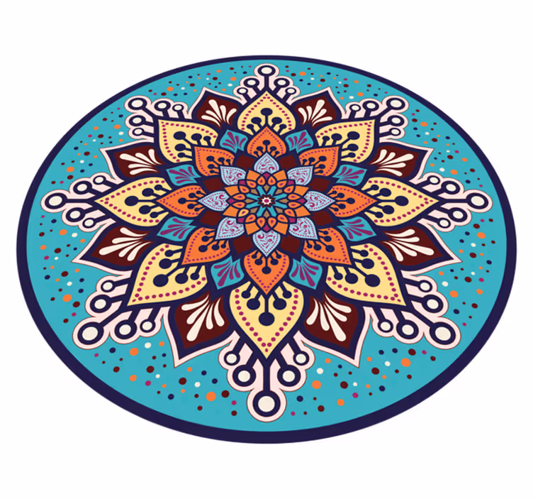 Modré a oranžové slunce tvoří mandala vinylový koberec - TenStickers