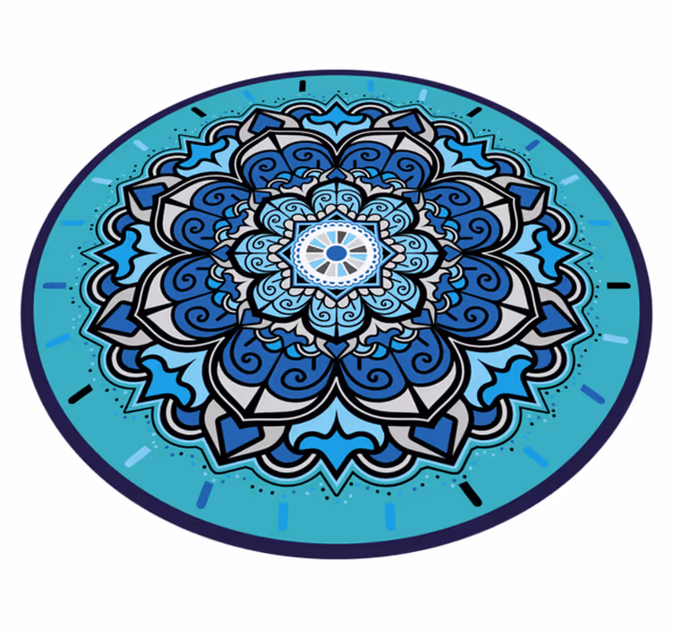 Složitá modrá mandala Kulatý vinylový koberec - TenStickers