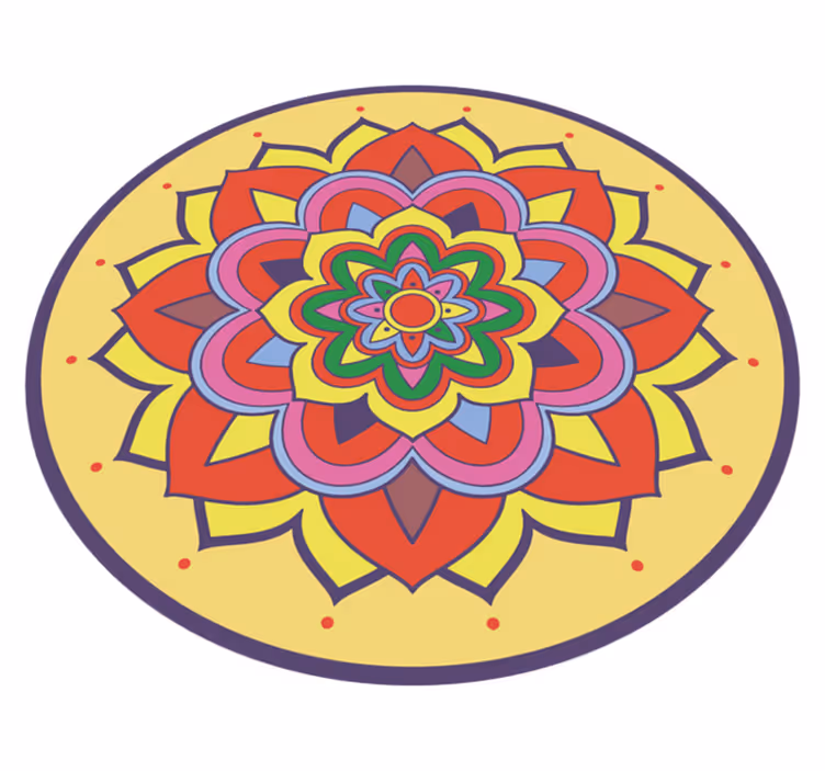Barevný velký květ Mandala vinylový koberec - TenStickers