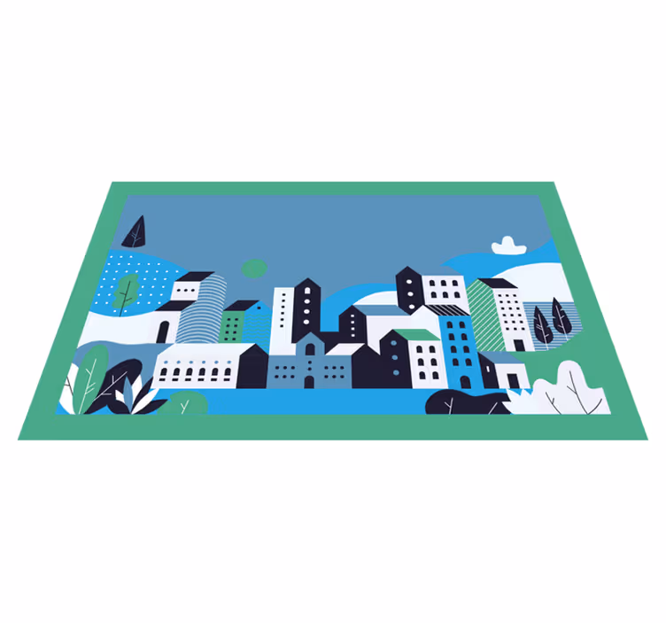 Vinylový koberec pro děti blue village mountains - TenStickers