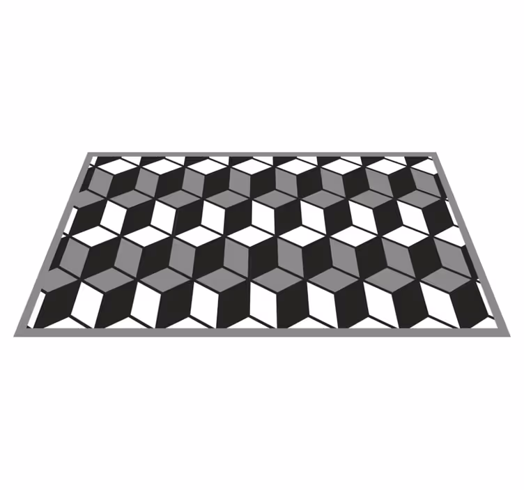 černá bílá a šedá geometrické tvary koberec - TenStickers