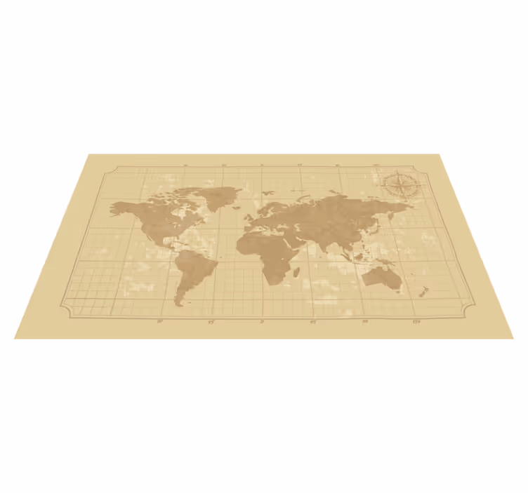Vintage grafická mapa Vinylový koberec z celého světa - TenStickers