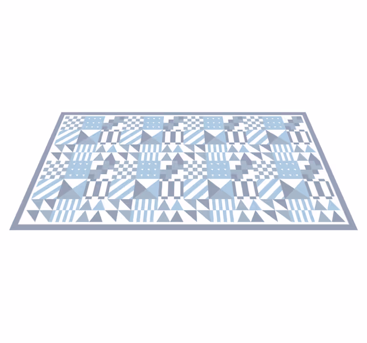 Modré geometrické vzory Vinylový koberec s efektem dlaždic - TenStickers