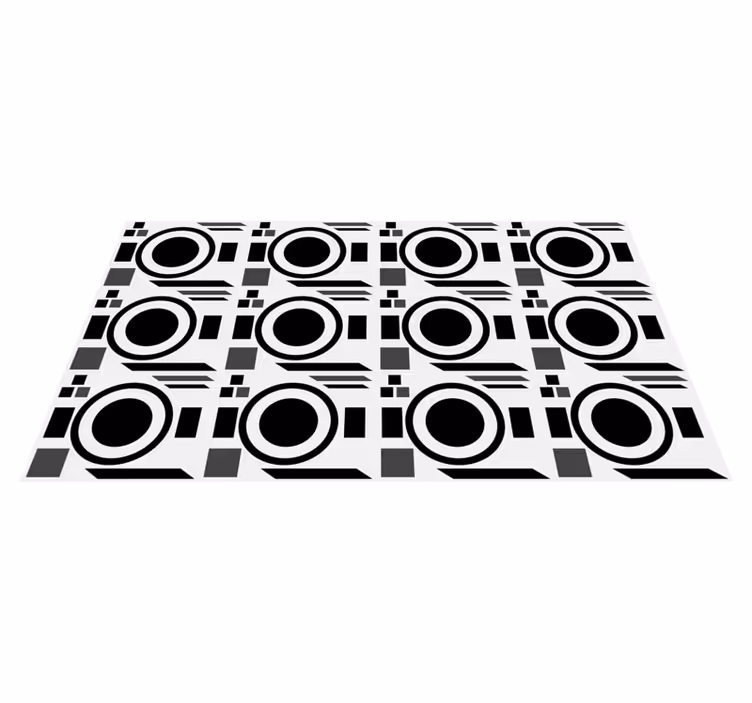Ostré černé kruhy Geometrický vinylový koberec - TenStickers