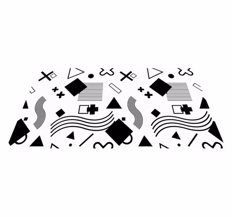 Retro černobílý vzor minimální koberec - TenStickers