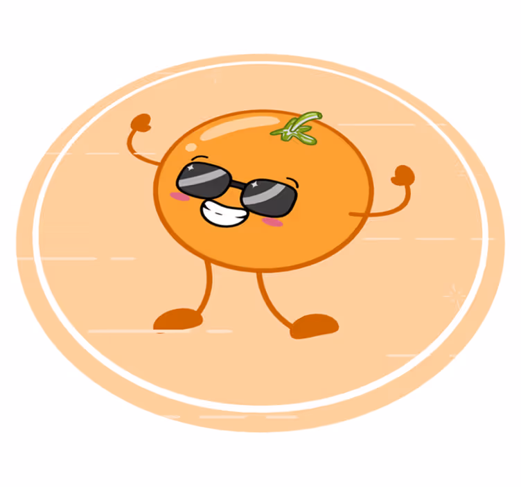 Veselá oranžová postavička Kulatý vinylový koberec - TenStickers