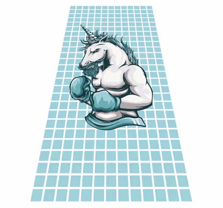 Boxerský jednorožec ilustrace Vinylový koberec pro teenagery - TenStickers