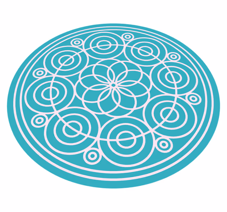 Tyrkysový kruhový vzor Mandala vinylový koberec - TenStickers