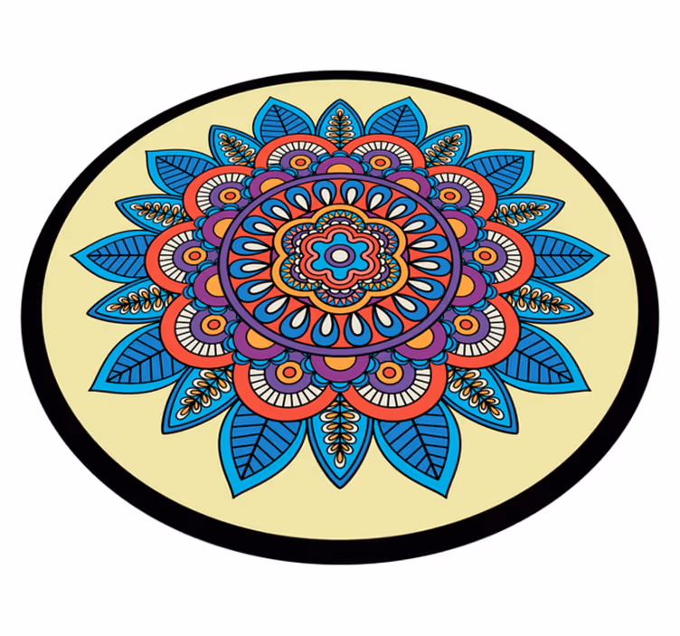 Barevný kruhový motiv Mandala vinylový koberec - TenStickers
