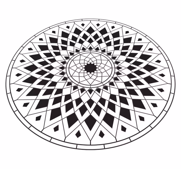 Složitý černý motiv Mandala vinylový koberec - TenStickers