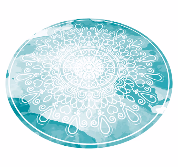 Akvarel modrá mandala s kapkami vinylový koberec - TenStickers