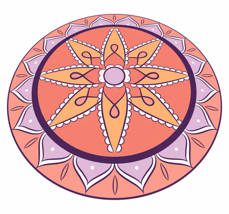 Jednoduchý růžový motiv Mandala vinylový koberec - TenStickers