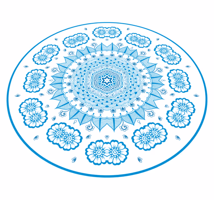 Propracovaná květinová inspirace Mandala vinylový koberec - TenStickers