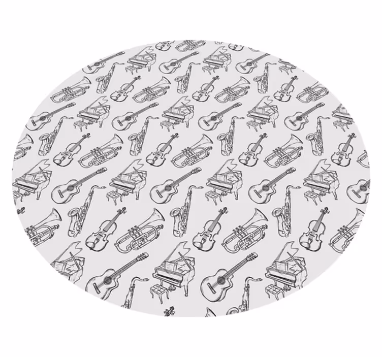 Motiv hudebních nástrojů Kulatý vinylový koberec - TenStickers