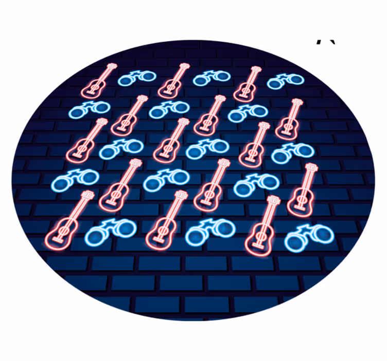 Neonové hudební vzory Vinylový koberec pro teenagery - TenStickers