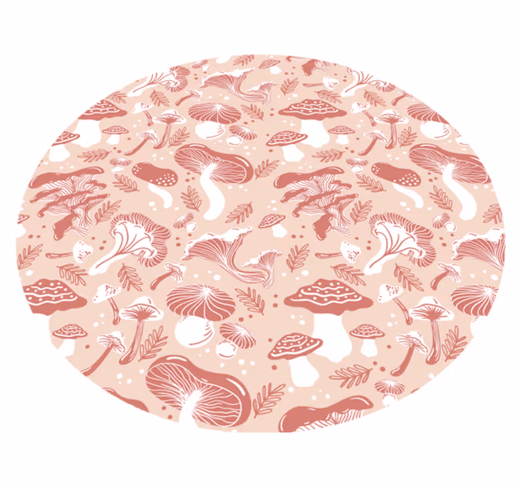 Houbové botanické umění Kulatý vinylový koberec - TenStickers