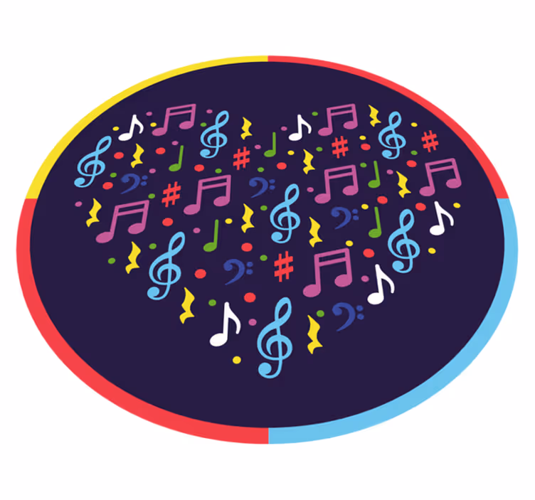 Hudební nota srdce Vinylový koberec pro teenagery - TenStickers