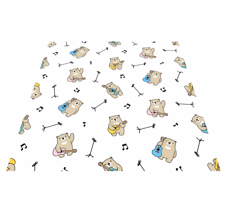 Vzor hudebních medvědů Vinylový koberec do školky - TenStickers