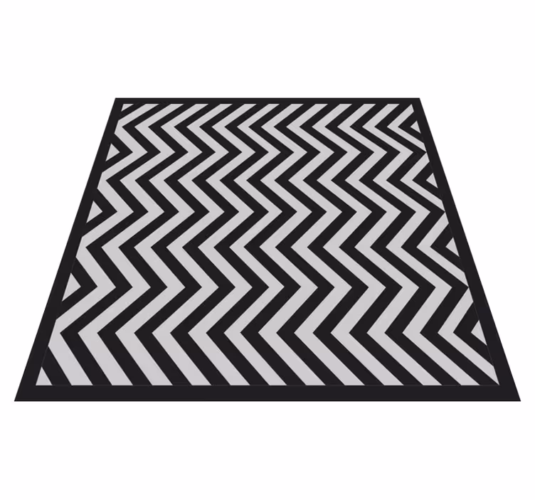 Geometrický vinylový koberec černobílý zigzag - TenStickers
