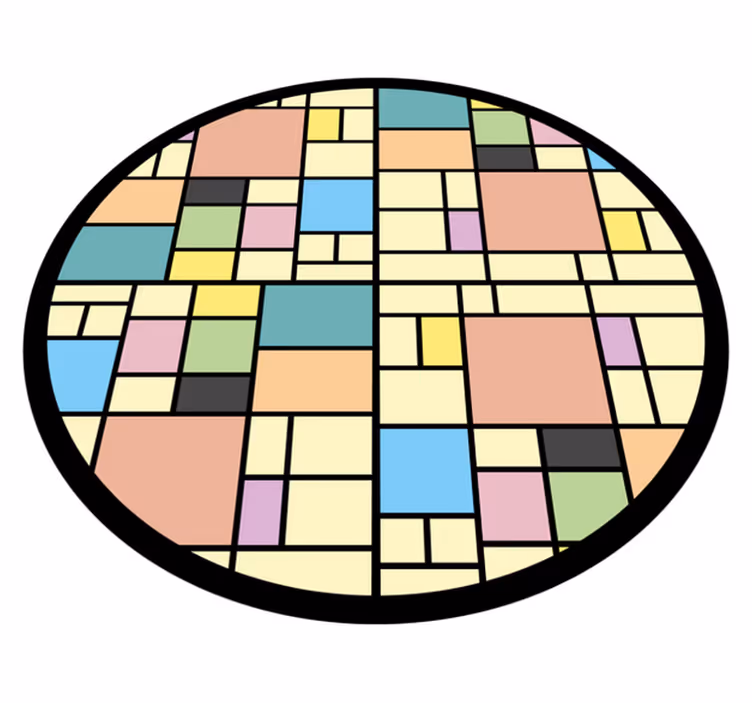 Geometrický vinylový koberec barevný blokový vzor - TenStickers