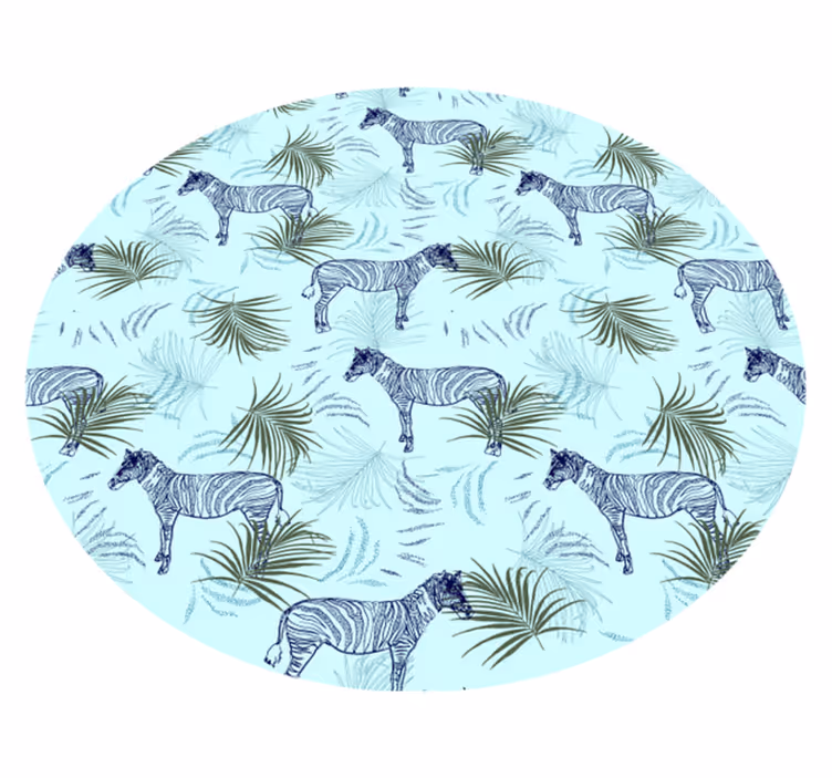 Zvířecí vinylový koberec zebra a listy - TenStickers