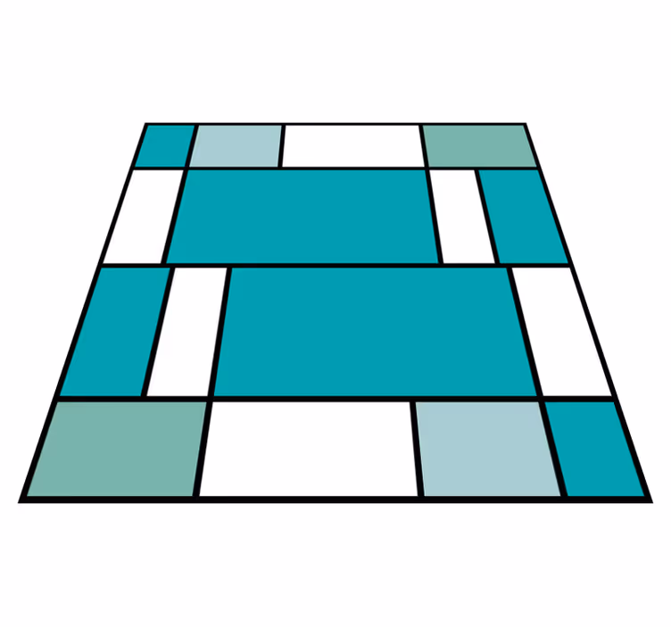 Modré mondrianské dlaždice Geometrický vinylový koberec - TenStickers