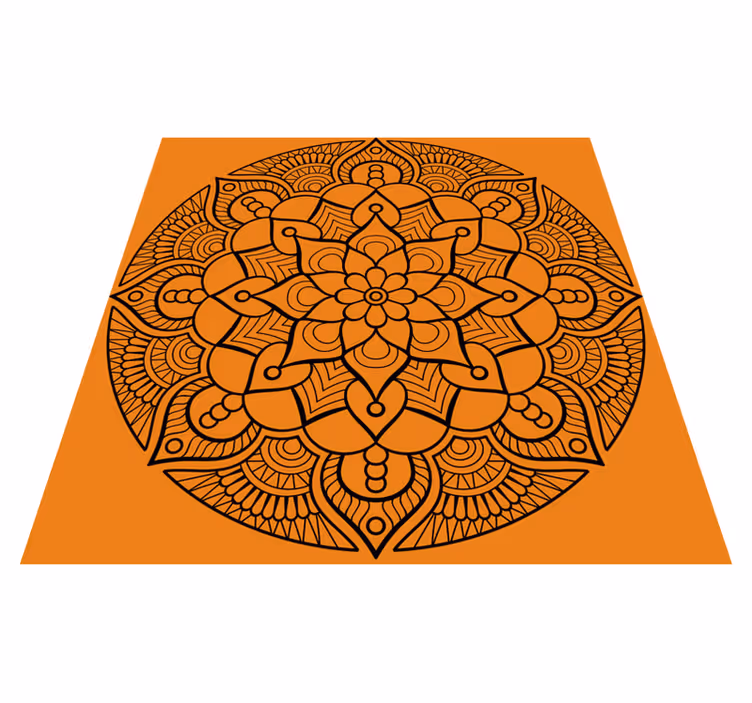 Oranžový mandalový vzor Mandala vinylový koberec - TenStickers