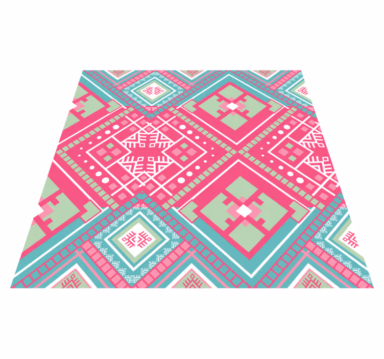 Etnický koberec s modrým a růžovým geometrickým designem - TenStickers