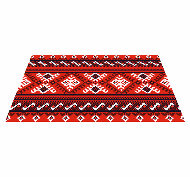 Etnický koberec s červeným a bílým geometrickým vzorem - TenStickers