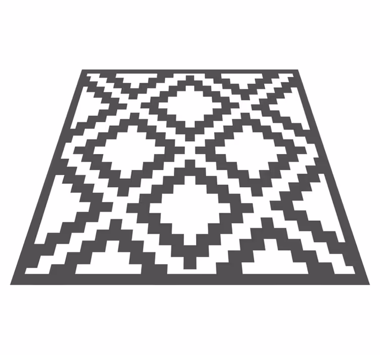 černý diamantový vzor Geometrický vinylový koberec - TenStickers
