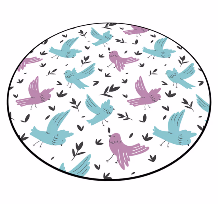 Modří a fialoví ptáci Přírodní vinylový koberec - TenStickers