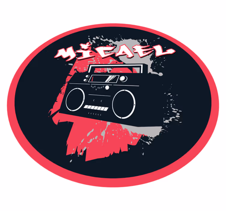 Téma retro boomboxu Vinylový koberec se jmény - TenStickers